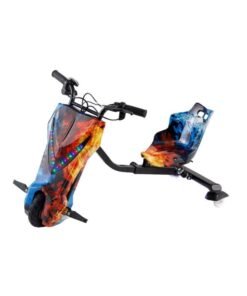 Crony JL009 8″ V-Type Electric Drift Car for Kids, 250W Motor, 36V/3Ah Battery, LED Lights, 3-Speed Modes, Safety Brake System, Fun Drift Kart Toy, Kids Electric Drift Scooter-Style Ride-On, Smooth Drifting Wheels, Lightweight Frame, Easy Handling, 7–10 km Range, Up to 18 km/h, Stylish Red & Blue Design for Boys & Girls