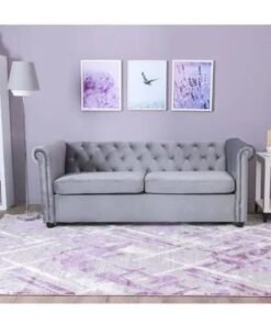 Maharat Al Bahar 3 Seater Fabric Sofa Wood Leg Grey 190x80x80