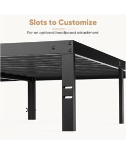 XiuWoo Bed Frame Queen Size 150*200cm Platform Bed Frame Metal Mattress Foundation with Steel Slat Support, No Box Spring Needed, Storage Space Under Frame, Easy Assembly, Black - Image 4