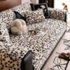 High-End Leopard Print Leather Sofa Cushion Thickeneded Anti-Slip Straight Row Cushion Winter Sofa Cover Cover Cloth