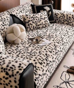 High-End Leopard Print Leather Sofa Cushion Thickeneded Anti-Slip Straight Row Cushion Winter Sofa Cover Cover Cloth