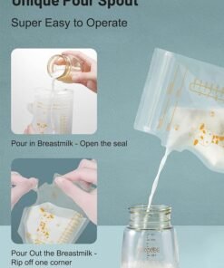Sharpdo 50 Pieces Breastmilk Storage Bag, Disposable Milk Storage Bag for Breastfeeding, No-Leak Milk Freezer Storage Pouches, 200ml / 250ml