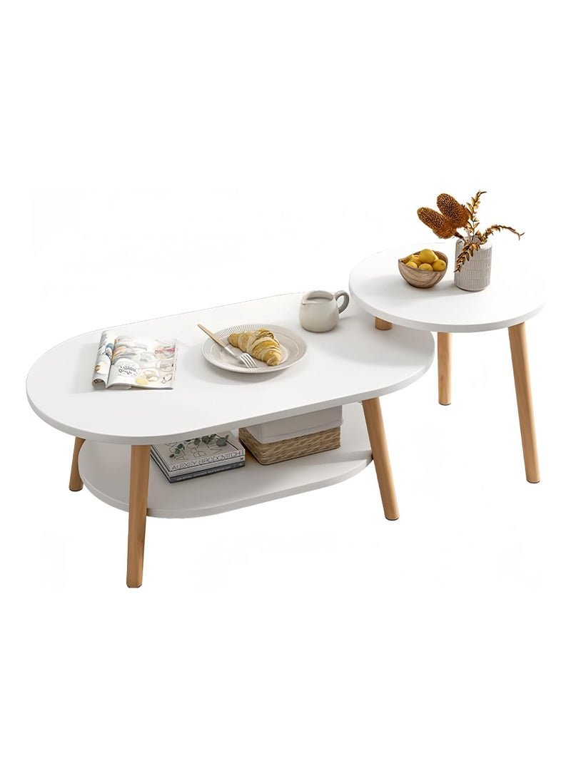 DubaiGallery Side table simple and modern corner sofa aesthetic standing table oval coffee table tea table wood floor design home furniture