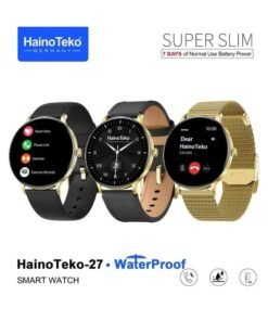 HainoTeko Super Slim Waterproof Smartwatch with AMOLED Display, Bluetooth Calling, Fitness & Health Tracking, Multi-Sport Modes, Heart Rate & Sleep Monitor, Smart Alerts, Long Battery, 3 Straps Gold Edition