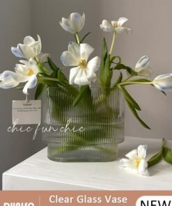 DUNISO Creative Clear Glass Vase Craft Aesthetic Decorative Small Flower Vase Hydroponic Plant Desktop Ornament Modern Irregularity Vase for Flowers Rose Home and Office