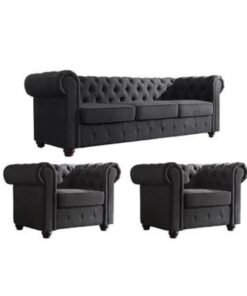 Maharat Al Bahar 5-Seater Chester Hill Sectional Sofa Set Black 220x80x80