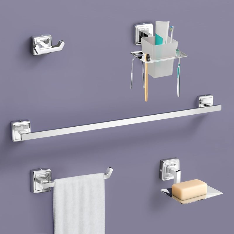 plantex Decan 304 Grade Stainless Steel Towel Rod for Bathroom/Soap Holder/Napkin Ring/Tumbler Holder/Robe Hook/Bathroom Accessories - Chrome