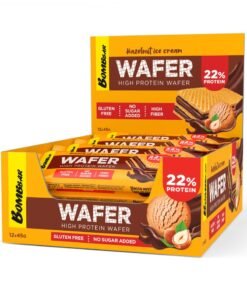 BOMBBAR High Protein Wafer with Hazelnut Ice Cream Flavor, Gluten Free, High Fiber and No Sugar Added 12x45g