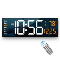 LIMOS Digital Wall Clock with Large 16.2 Inch LED Display, Automatic Brightness Adjustment, and Memory Function