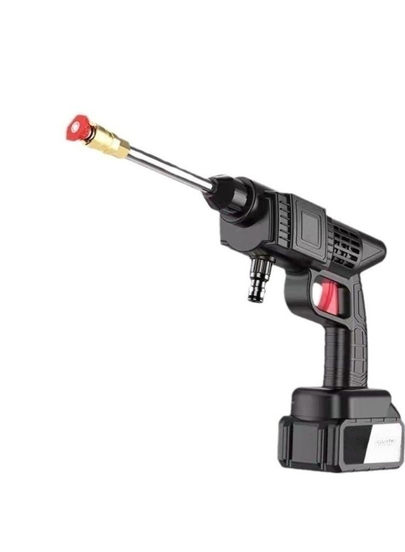 Huitich 12V High-Pressure Car Washing Water Gun Black Includes 1 Battery, 3-Section 5m Tube