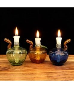 Angmei Premium Heat Resistant Glass Oil Lamp, Glass Vase Bottle Medical Grade High Borosilicate Material for Long lasting Use Glass Vase Transparent (Random Color)
