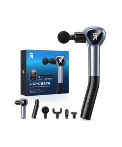 RENPHO Massage Gun with Upgrade Extension Handle Percussion, Portable Mini Handheld Deep Tissue Muscle Massager with LED Screen for Athletes Back Pain Relief, FSA HSA Eligible Gifts, Reach - Black