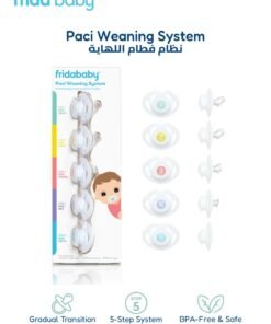 fridababy Paci Weaning System | 5-Stage Pacifier Gradual Weaning Kit | Dentist-Recommended | BPA-Free | Safe & Comfortable | Easy Transition for Babies | 5 x Pacifiers | 28g