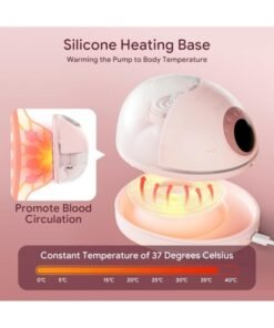 Jccgoo Heated Base Hands Free Breast Pump, Wearable Breastfeeding Pump of Baby Heated Dustproof Base, Automatic Voice Prompts, LED Display with 4 Modes &12 Levels, Memory Function, 2 Pack Pink