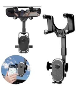 XVersion Car phone holder 360° Rotatable & Retractable Rearview Mirror Car Phone Holder | Universal Adjustable Mobile Mount for All Smartphones – Secure & Easy Installation