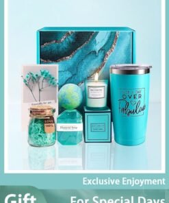 Arabest Luxury Gift Set for Women - 20oz Tumbler, Scented Candles, Bath Bombs & Handmade Soap Birthday, Mother's Day, Ramadan Gifts for Her/Wife/Girlfriend (Purple Spa Box)