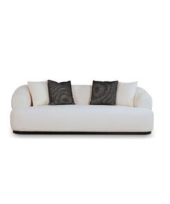 DANUBE HOME Beckett 3 Seater Fabric Sofa – Elegant Three-Seat Upholstered Fabric Sofa For Living Room, Stylish Modern Home Furniture – Beige/Black