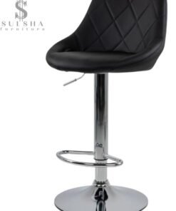 SULSHA Modern Height Adjustable Chair , Bar Chair , Bar Stool Set Leather Padded Stool BLACK/Silver