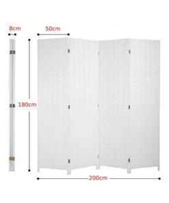 Hanaiette Room Divider / Partition 4 Panel White Color - Size ( L x W  ) 200x180 cm - Image 3