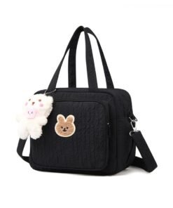 Nadrab Diaper Bag Tote for Baby Girl Mommy Bag Quilted Cotton Baby Diaper Bag Travel Diaper Multifunction Maternity Bag Travel Storage Bag Diaper Tote Bag without Doll