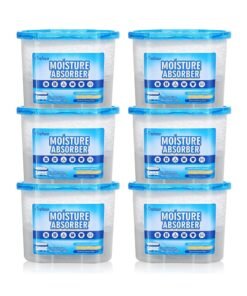 Vshoo Moisture Absorbers, 6 Pack, 280g, Compact Dehumidifier, Efficient Humidity Absorber Boxes, Moisture Absorber for Closet Bathroom Basement Bedroom, Odor Eliminator with Fragrance Free, 500ml