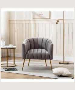 ALWASIT HOME Demetrius Single Seater Sofa Luxurious Design With Premium Fabric Best For Living Room For Hotel Velvet Fabric - Grey