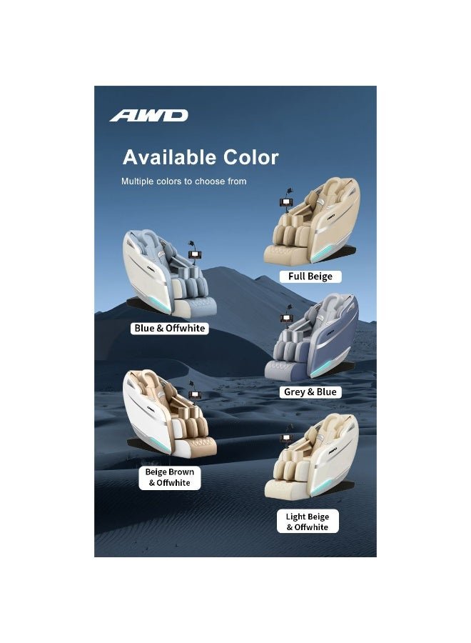 AWD 2D Full Body Massage Chair with Zero Gravity Airbags Massage, Wireless Charging, Bluetooth Speakers, Mobile Holder, Head To Toe Seat Hip Massage, 2 Years Warranty