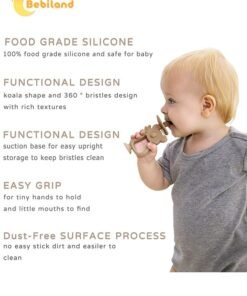 Alternative view of Bebiland Koala Shape Teething Toy, Safe Easy to Hold BPA Free Silicone Teethers, 360° Baby Toothbrush with Suction Base, Teether Toys Best for Baby 6-12 Months (Brown)