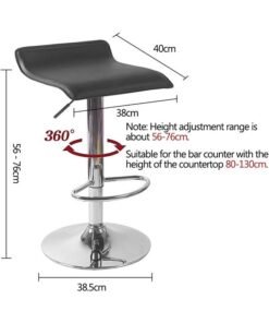 JCB CHIC Bar Stool Chairs High Stool Chair Adjustable Stool ,PU Leather with Chrome Base, Pub Counter Chair(black)