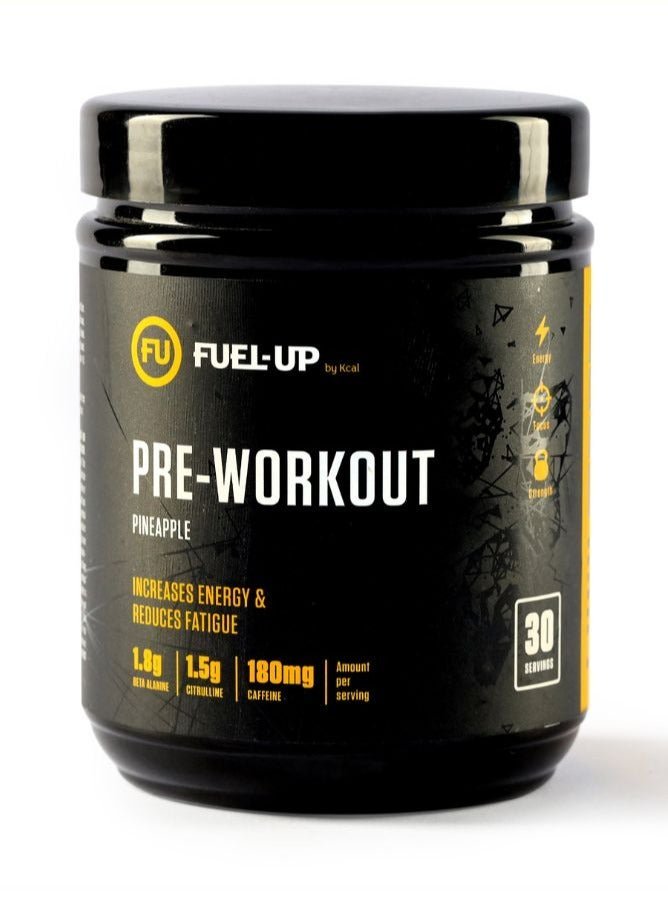 FUEL-UP by Kcal Pre-Workout -Pineapple Flavour-1.8g Beta Alanine-1.5g Citrulline- 180mg Caffeine- 30 Servings- 300g