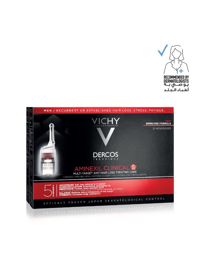 VICHY Dercos Aminexil Clinical 5 Anti-Hair Fall Treatment For Men 21 Doses