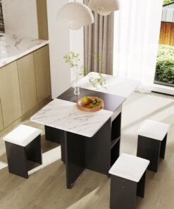 Folding Dining Table,dining table, Removable Folding Dining Table, dining table set for 4 Space Saving Dining Table for Tight Spaces With 4 chairs
