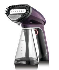 BLACK+DECKER Portable Garment Steamer, Universal Bottle Adapter, Fine Mist Spray, Ergonomic Compact Design, Effective on All Fabrics, 0.26 L 1500 W HST1500-B5 Dark Purple