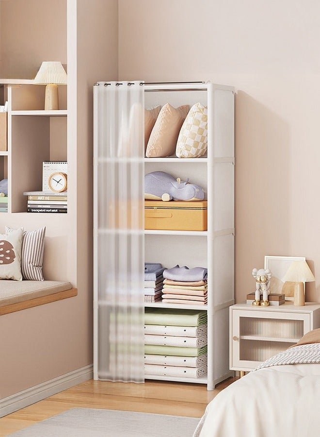 5 Layers Dustproof Wardrobe For Clothes Side Cabinets Household Bedroom Storage With Door Cover Simple Assembly Storage Cabinet Hanging Wardrobe Rental Room Wardrobe