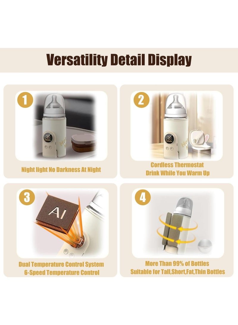 Portable Bottle Warmer, Fast Heating,Leak-Proof,Adjustable Travel Warmer with Battery, 10000mah Battery Powered, Heating Breast Milk Warmer for Travel Outdoor - Image 4