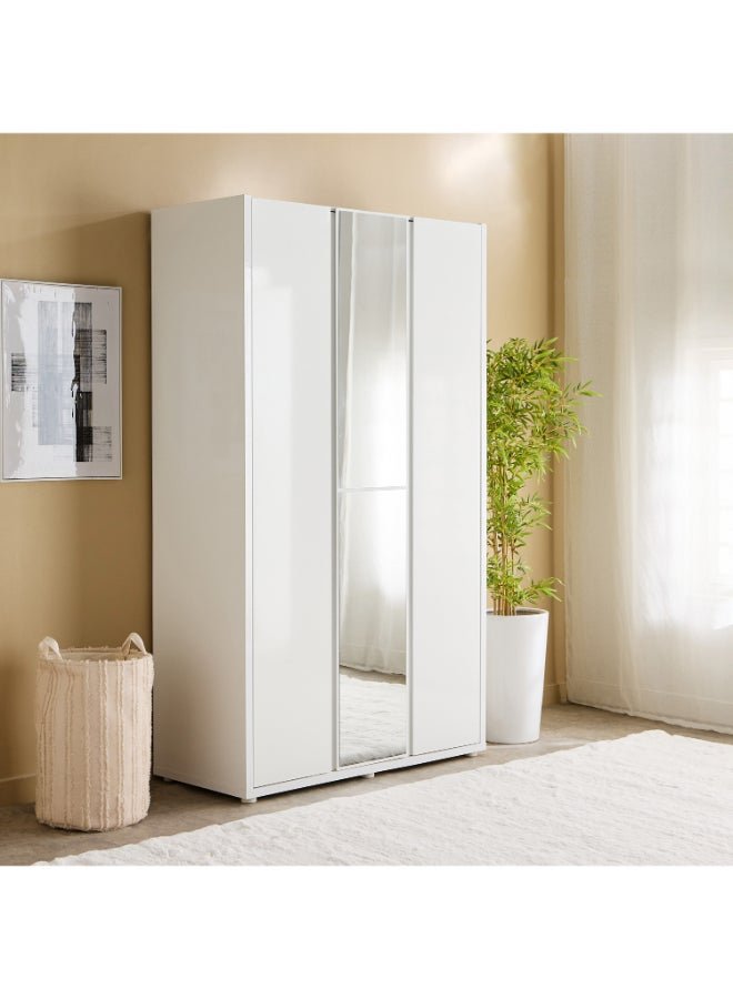 Home Box White 3-Door Wardrobe with Mirror for Home