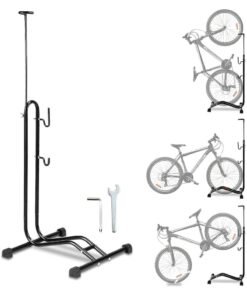 3 in 1 Bike Floor Stand Freestanding Upright Bicycle Parking Storage Rack Space Saver Suitable for Mountain Bike, Road Bike,for Bicycle with Wheel Diameter Max 28.5 Inches