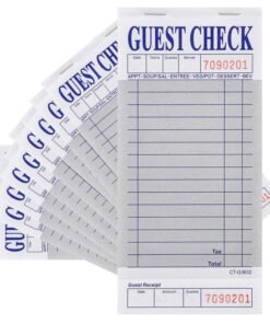Hoffi Guest Check Pads 10 Pack Server Note Pads  500 Total Guest Checks  1 Part Gray Paper Guest Check Pads with Guest Receipt  Check Pads for Servers Hotels Lounges Cafes Restaurants OrdersGray