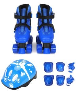 YOMA Kids Perfect blue Roller Skates with Helmets and Pads Skates Roller Skate Shoe Set