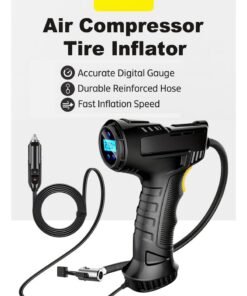 ARNOTEC Air Compressor Tire Inflator, Portable Handheld Car Tire Inflator with Digital Display and LED Light, 12V Rechargeable Electric Tire Pump for Car Motorcycle Bike Balls and Inflators (Wired Version)