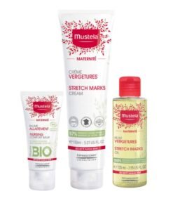 Mustela Mommy Wellness Skin Care Gift Set - 3-In-1 Stretch Marks Cream 150 ML, Organic Nursing Comfort Balm 30 ML, Stretch Marks Oil 105 ML