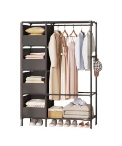 BLOOMING TIME Portable Wardrobe Closet Thick Steel Pipe Clothes Closet with Hanging Rod and Closet Storage, Clothing Storage Cabinet Closet Organizer for Bedroom