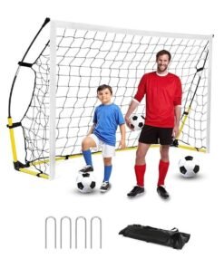 Arabest Portable Soccer Goal Foldable Training Soccer Goals Net Set with Carry Bag Ground Stakes, Backyard Indoor Outdoor Practice Football Goals Ideal Games Net for Toddler Youth Adults (2.4 * 1.5 * 0.84M)