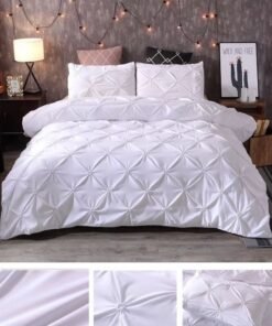 LUNA Home Premium King Size 6 Pieces Pinch Pleat Plain Pearl White Duvet cover Set without filling