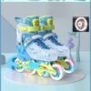 ZCM-HAPPY Adjustable Inline Skates Roller Skate Set with LED 4 Wheel Flashing Lights