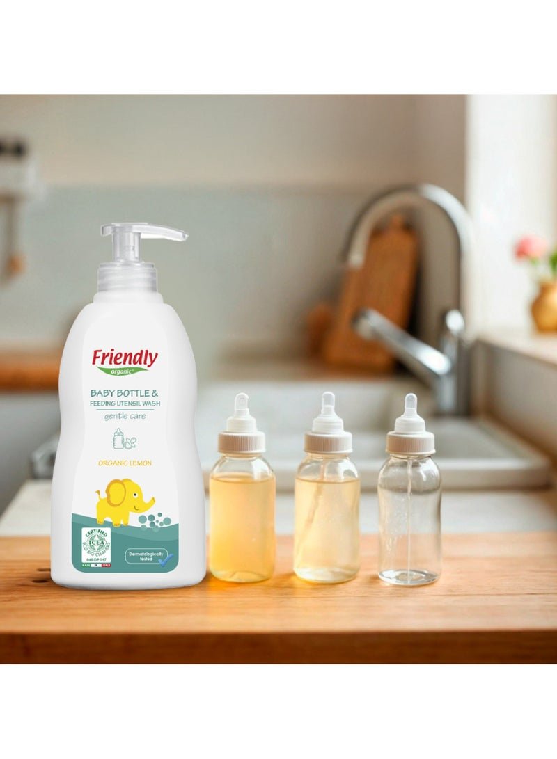 Friendly Organic Baby Bottle & Feeding Utensils Cleanser 500ml | Organic Lemon Plant-Based Formula | Gentle, Non-Toxic Cleaning for Bottles, Teats & Accessories - Image 2