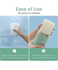 Momcozy Portable Breast Milk Cooler 22oz for Outdoor, Life Saver with 360° Total Cooling for 24 Hours, Larger Capacity Travel Breastmilk Chiller with 2pcs Baby Bottles for Breastmilk Storage, Green - Image 4