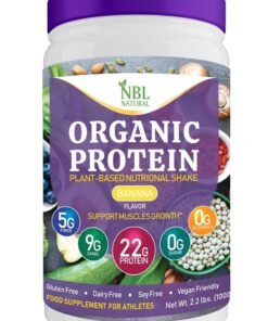 NBL Natural Plant Based Organic Protein Powder, Vegan For Men And Women, 22g Protein Per Serving, Banana, 2.2 Lb, 25 Servings