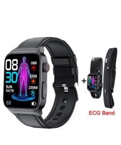 AROAQ Smart Watch, Fitness Tracker With Heart Rate Monitor, Black Leather ECG Multifunctional Smart Watch, Waterproof Activity Tracker For Android And Ios Phones