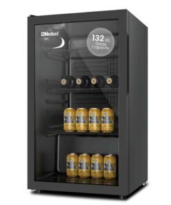 Nobel 120L Net / 132L Gross Single Door Bottle Chiller with Glass Door, Mechanical Temperature Control, LED Light, Adjustable Shelves, Energy Efficient, R600a Refrigerant – NBC140RH Black (1 Year Warranty) 132 L 220 W NBC140RH Black